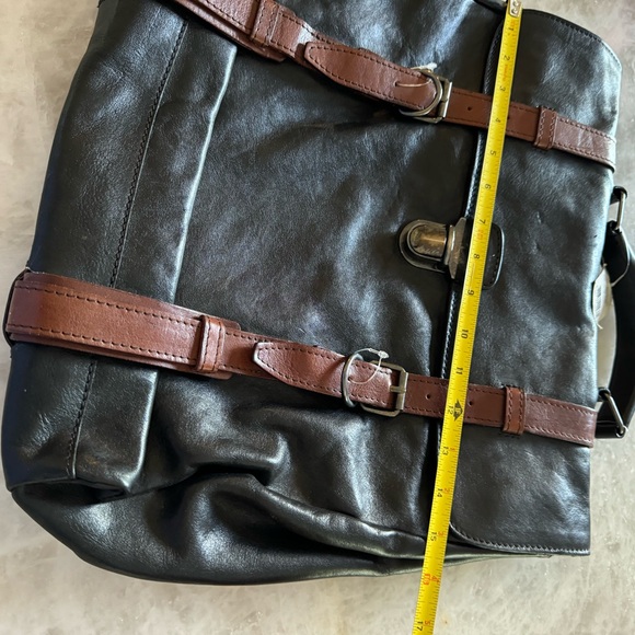 NWTS Bloomingdale’s Leather Soft Briefcase, Black and Chocolate Brown Prada look - Picture 6 of 7
